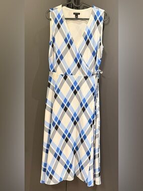 Ann Taylor Blue and White Plaid Dress